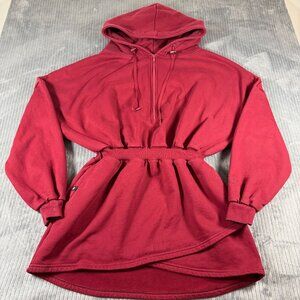 Popflex Game Day Dress Hoodie Cinch Waist Red Womens L/XL 1/2 Zip